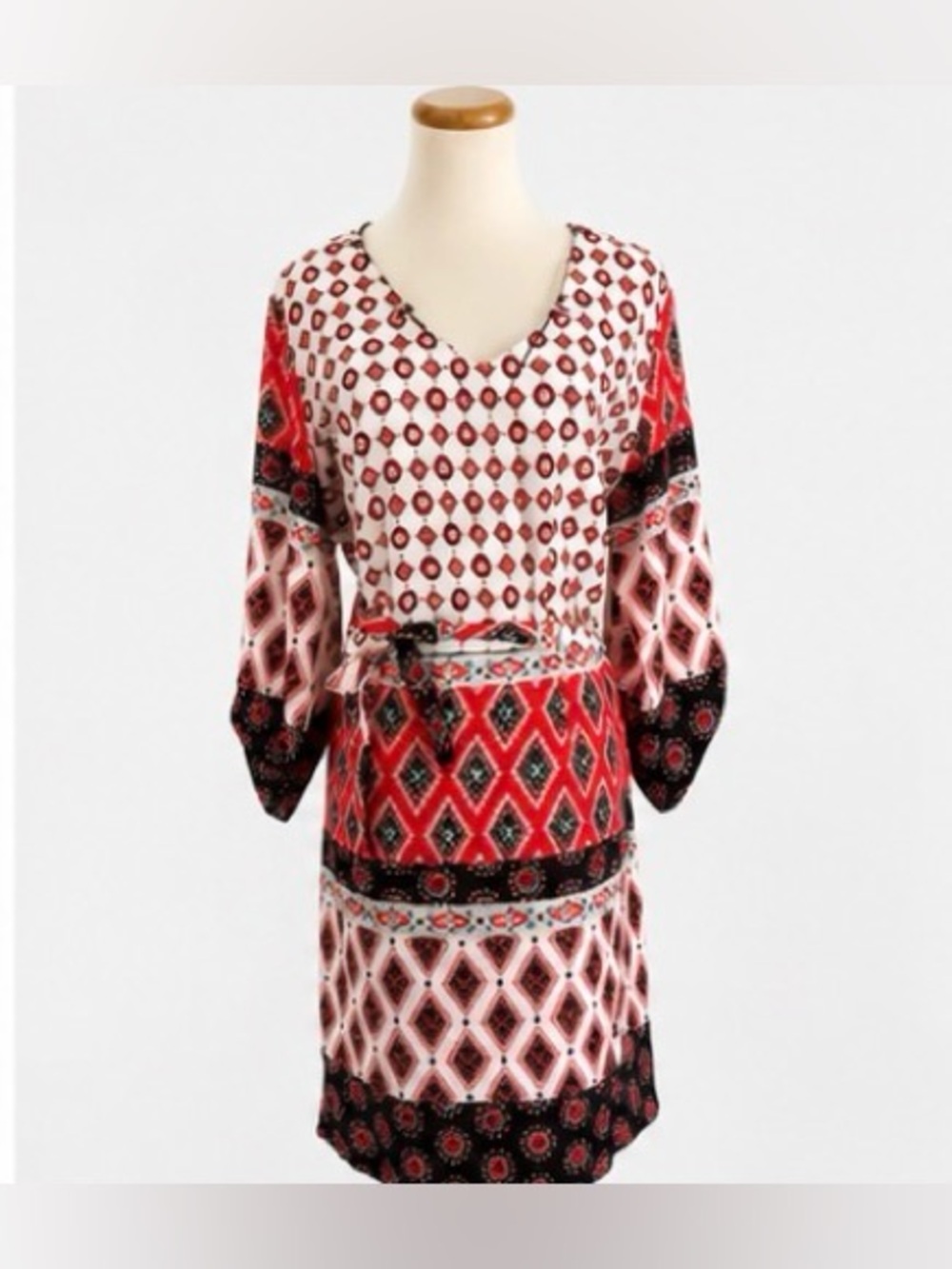 🆕 [Sunlight Paris] Kandinsky Print Shift Dress Sz M Red Abstract Art